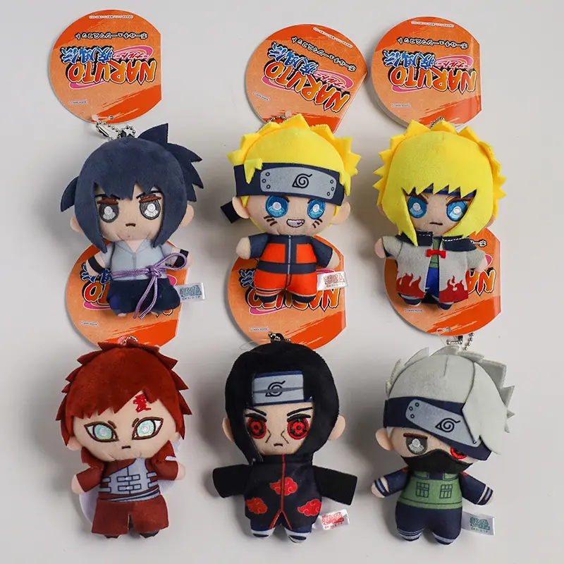 Naruto Shippuden Anime Peripherals Plush Toy Keychain 11cm Naruto Cartoon Kakashi Gaara Cotton Doll Key Ring&Bag Hanger Ornament