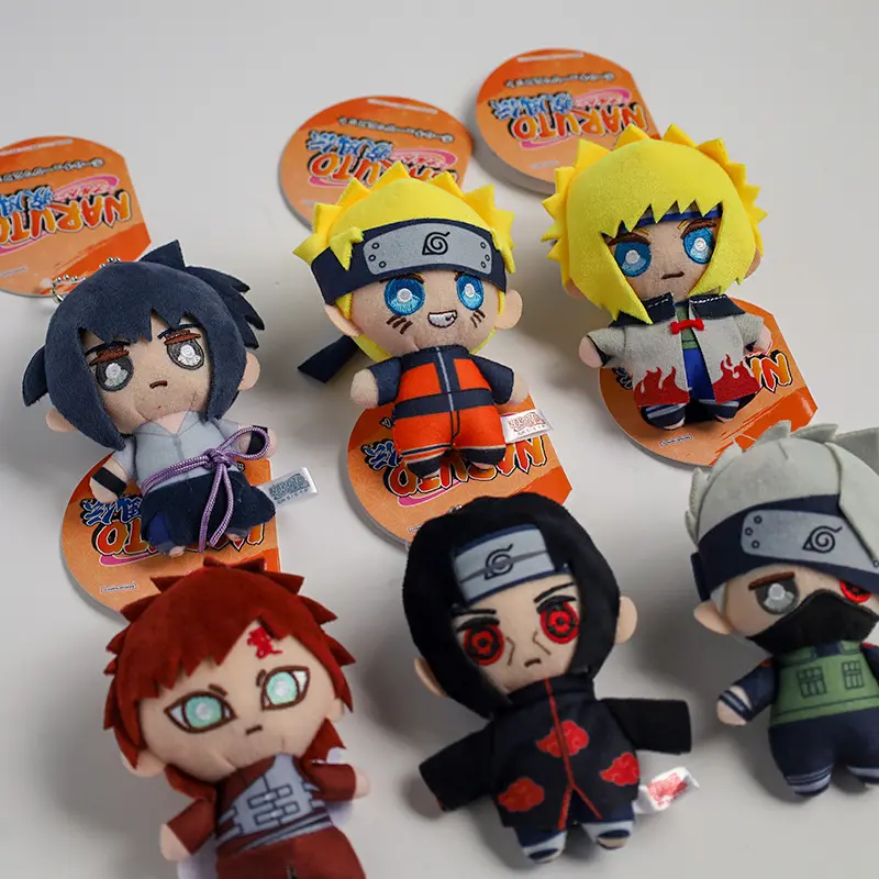 Naruto Shippuden Anime Peripherals Plush Toy Keychain 11cm Naruto Cartoon Kakashi Gaara Cotton Doll Key Ring&Bag Hanger Ornament
