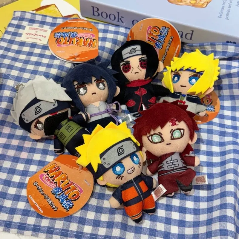 Naruto Shippuden Anime Peripherals Plush Toy Keychain 11cm Naruto Cartoon Kakashi Gaara Cotton Doll Key Ring&Bag Hanger Ornament