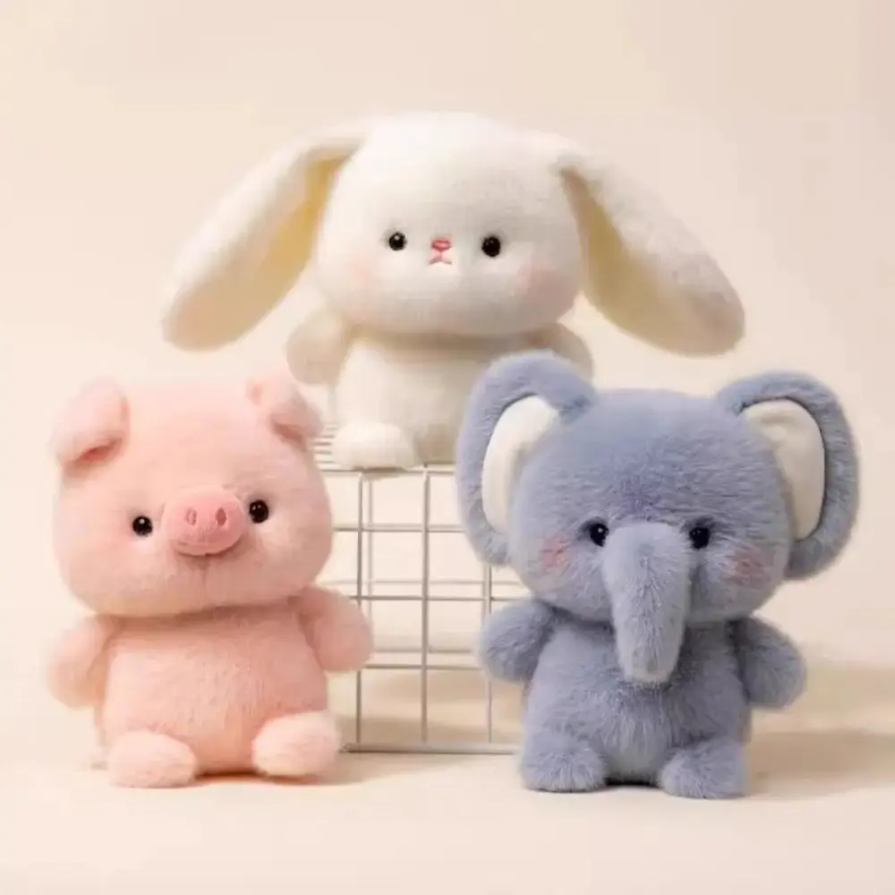 New Kawaii Soft Animal Series Plush Doll Pillow Elephant Pig Dog Sheep Mouse Monkey Cute Plush Toy Gift for Boys and Girls