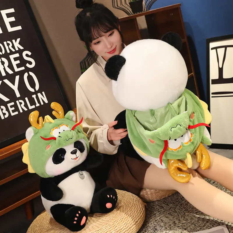 Kawaii Giant Bear Cosplay Panda Doll Creative Plush Toy Cartoon Zoo Animal Plushie Throw Pillow Birthday Xmas Gift Home Decor