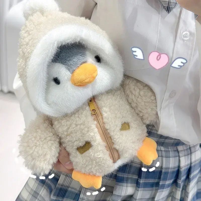 New Cute Penguin Plush Toy Baby Comforting Sleep Doll Fluffy Penguin Wearing Clothes Hats Stuffed Animal Pillow Birthday Gifts