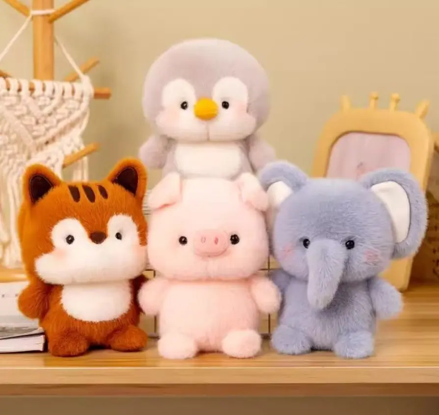 New Kawaii Soft Animal Series Plush Doll Pillow Elephant Pig Dog Sheep Mouse Monkey Cute Plush Toy Gift for Boys and Girls