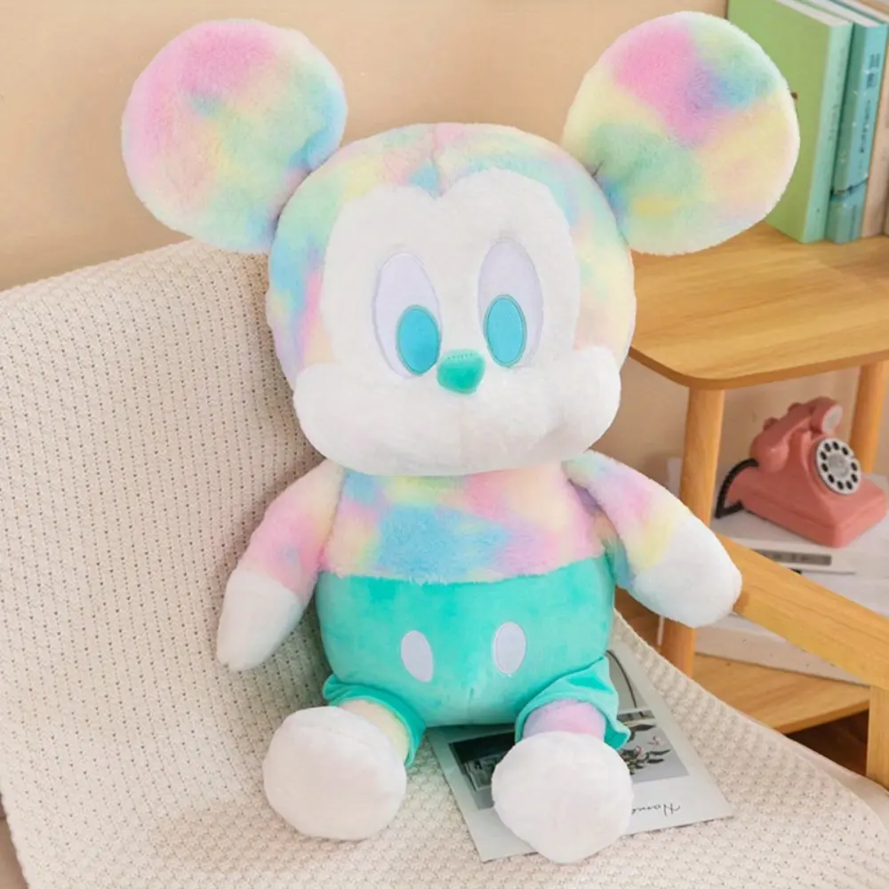 Disney Mickey and Minnie plush toys with colorful patterns, suitable as gifts for birthdays and holidays.