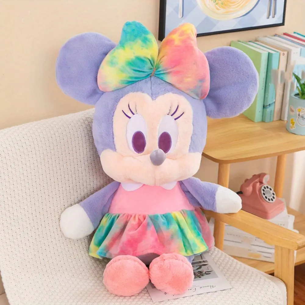 Disney Mickey and Minnie plush toys with colorful patterns, suitable as gifts for birthdays and holidays.