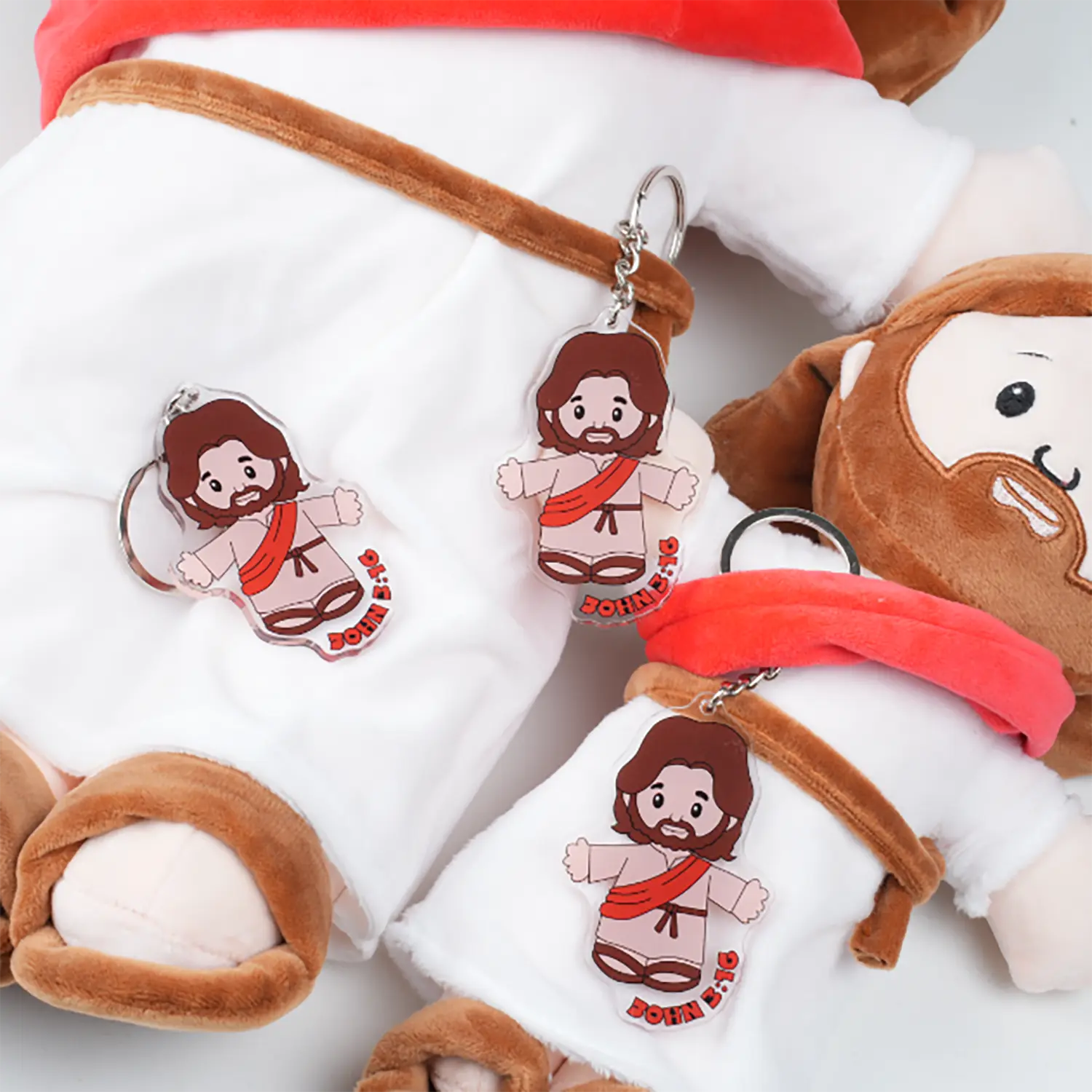 Cartoon Jesus Hug Stuffed Toy with Ornament Keychain Decoration Bedside Sofa Cushion Christmas Gift Soft Plush Doll for Kid gift