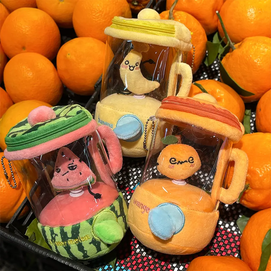 Fun Drawstring Rotating Plush Toys Fruit Juicer Watermelon Banana Orange Play House Interactive Toy for Kids Baby Birthday Gifts