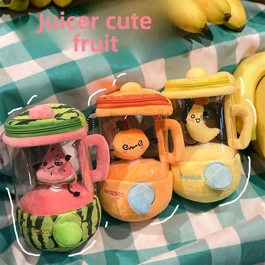 Fun Drawstring Rotating Plush Toys Fruit Juicer Watermelon Banana Orange Play House Interactive Toy for Kids Baby Birthday Gifts
