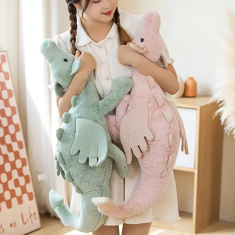 30-70cm Cartoon Hot Flying Dragon Plush Toy With Wings Blue Green White Pink Long Dragon Plush Toy Pillow Gift For Boy And Girl