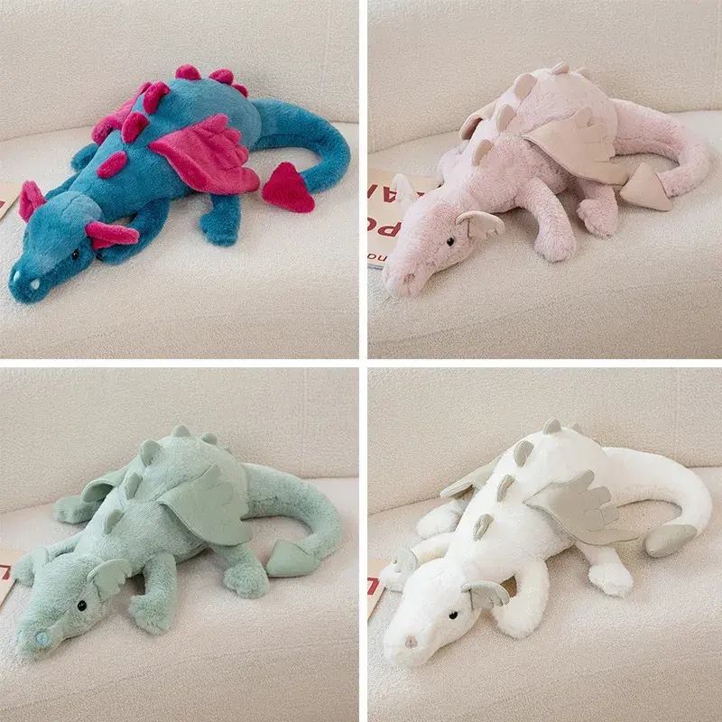 30-70cm Cartoon Hot Flying Dragon Plush Toy With Wings Blue Green White Pink Long Dragon Plush Toy Pillow Gift For Boy And Girl