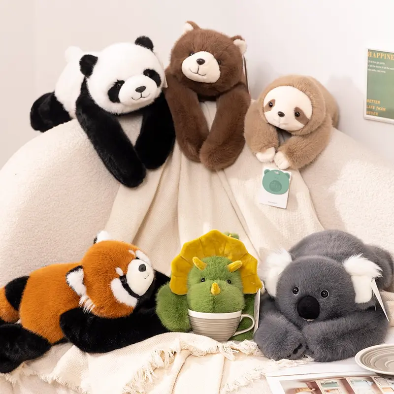 65cm Kawaii High Quality Forest Animal Plush Doll Pillow Soft Long-arm Raccoon Dinosaur Sloth Panda Koala Plush Toy Home Decor