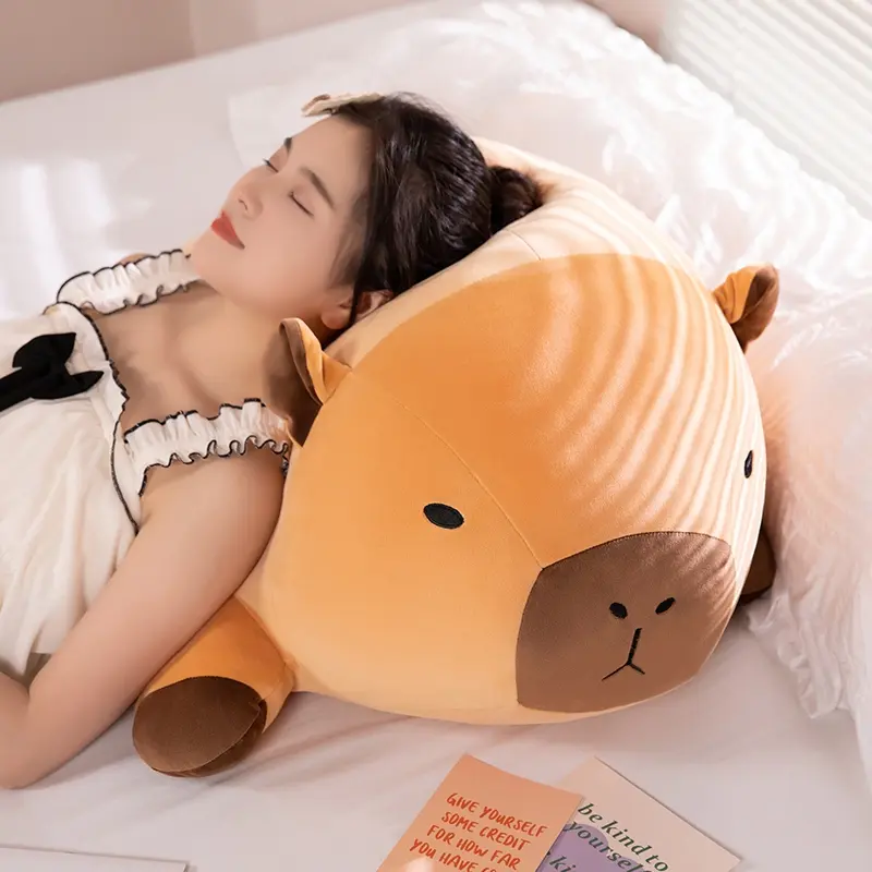 New 40-80cm Lying Capybara Animal Super Soft Dolls Throw Pillow Back Cushion Cartoon Toys Girls Boys Christmas Gifts Home Decor