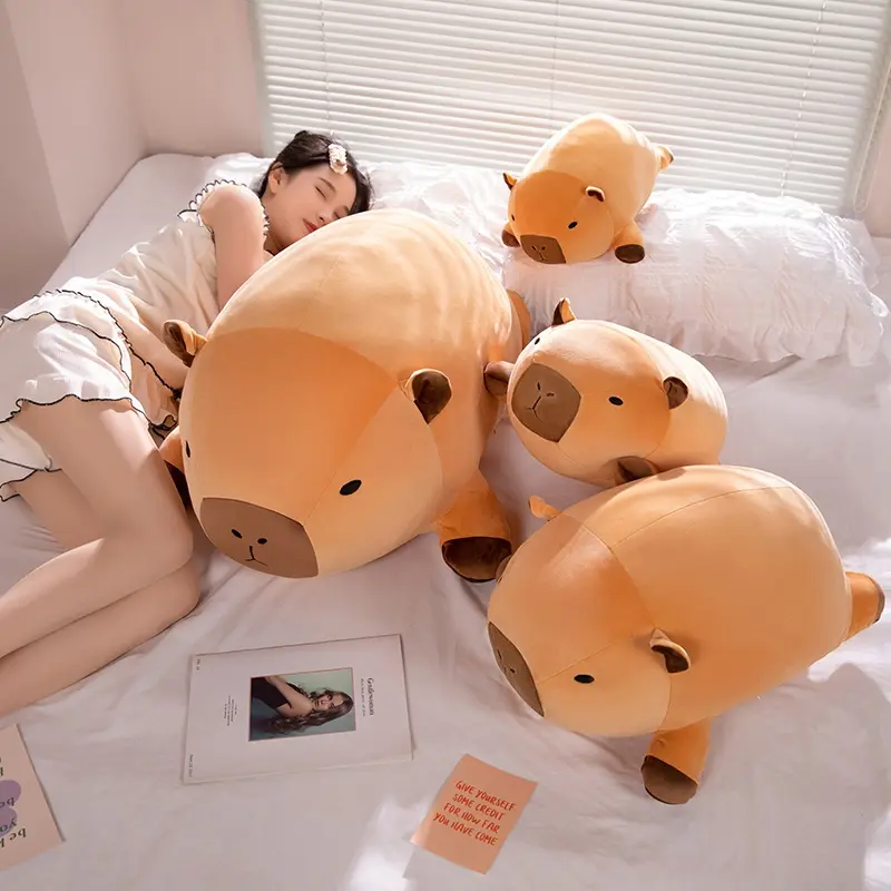 New 40-80cm Lying Capybara Animal Super Soft Dolls Throw Pillow Back Cushion Cartoon Toys Girls Boys Christmas Gifts Home Decor
