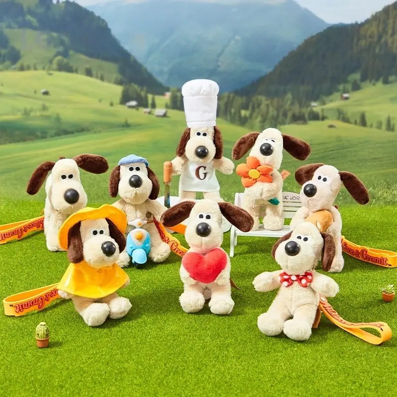 Funny Cute Dog Gromit Doll Penguin Wallace Toys Cartoon Stuffed Dog Bag Pendant Key Chain Anime Cute Puppy Birthday Xmas Gift