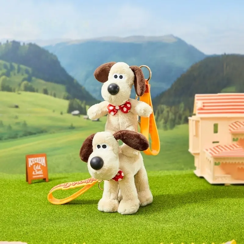 Funny Cute Dog Gromit Doll Penguin Wallace Toys Cartoon Stuffed Dog Bag Pendant Key Chain Anime Cute Puppy Birthday Xmas Gift