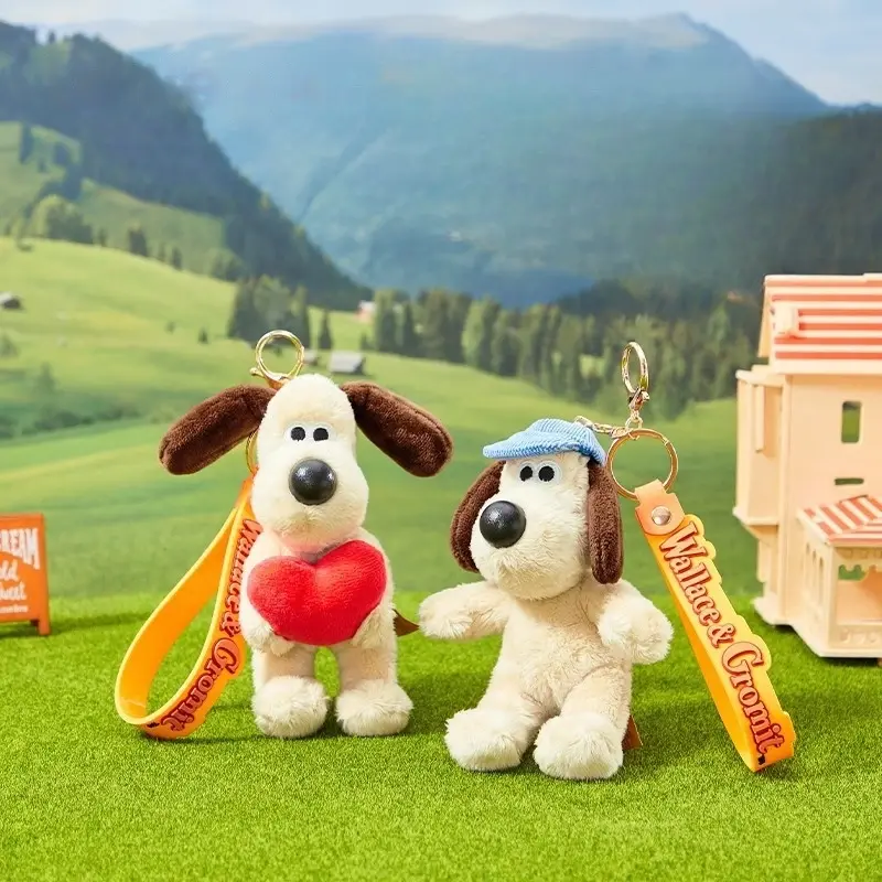 Funny Cute Dog Gromit Doll Penguin Wallace Toys Cartoon Stuffed Dog Bag Pendant Key Chain Anime Cute Puppy Birthday Xmas Gift