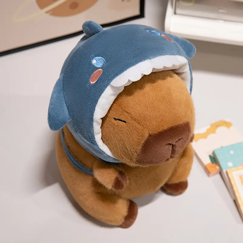 Cute Shark,Chicken,Pig,Dinosaur Headwear Backpack Capybara Plush Toy Cute Animal Costume Soft Stuffed Toy Birthday Gift for Kids