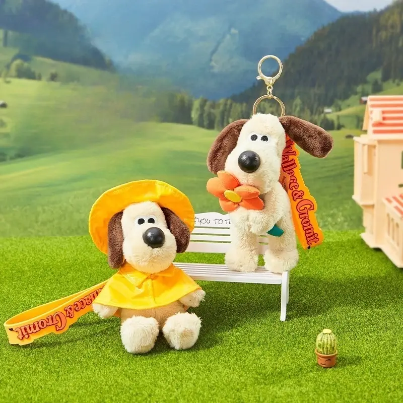 Funny Cute Dog Gromit Doll Penguin Wallace Toys Cartoon Stuffed Dog Bag Pendant Key Chain Anime Cute Puppy Birthday Xmas Gift