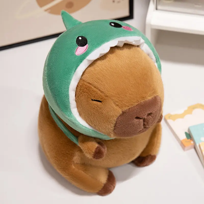 Cute Shark,Chicken,Pig,Dinosaur Headwear Backpack Capybara Plush Toy Cute Animal Costume Soft Stuffed Toy Birthday Gift for Kids