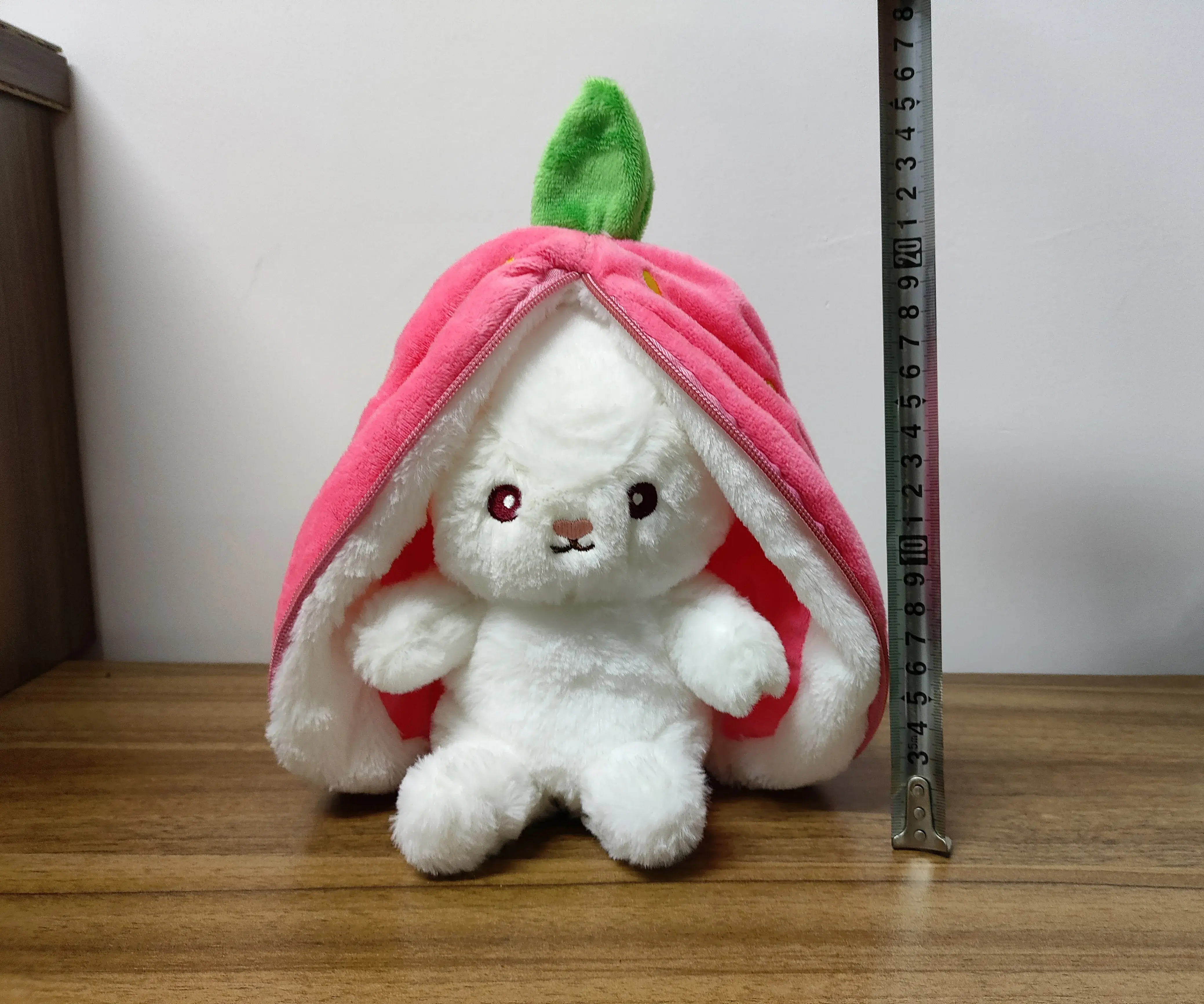 25cm Cosplay Strawberry Carrot Rabbit Plush Toy Stuffed Creative Bag into Fruit Transform Baby Cuddly Bunny Plushie Doll For Kid