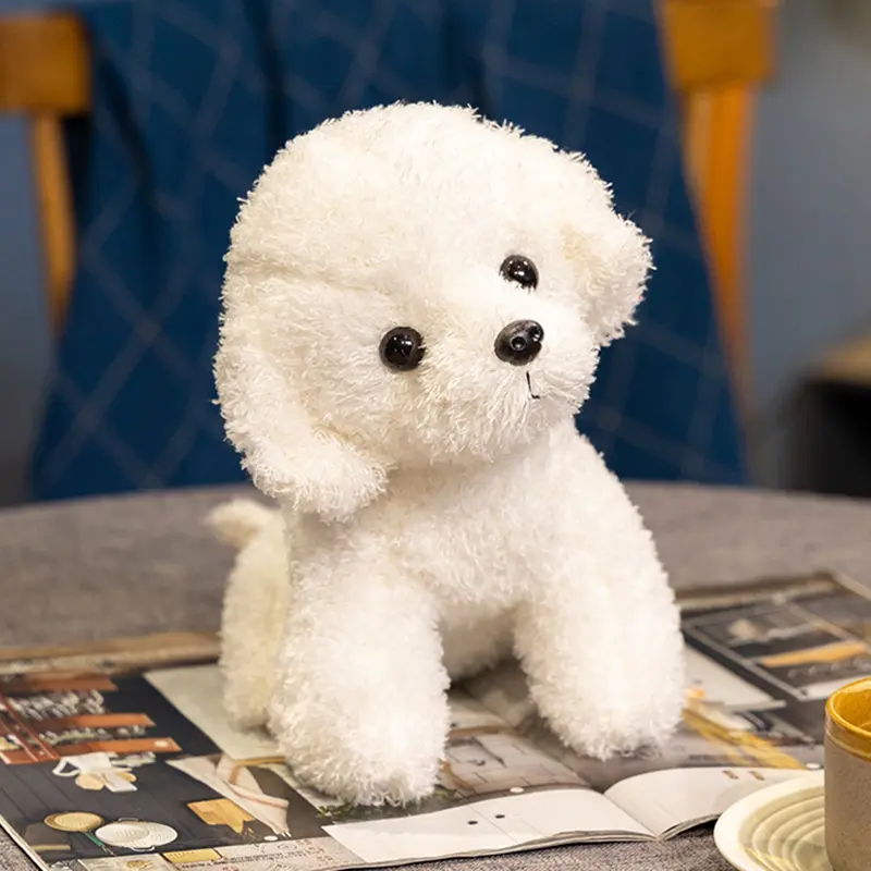 1pc19cm/7.48in curly hair teddy dog simulation doll net red nose ga poodle plush toys companion puppy gift gift white dog doll p