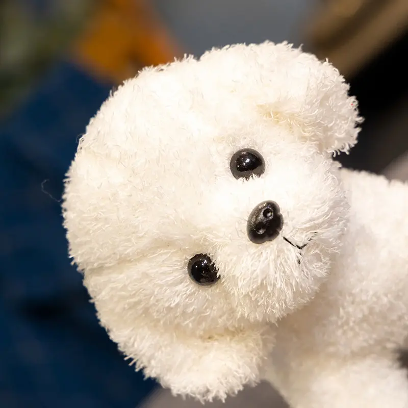 1pc19cm/7.48in curly hair teddy dog simulation doll net red nose ga poodle plush toys companion puppy gift gift white dog doll p