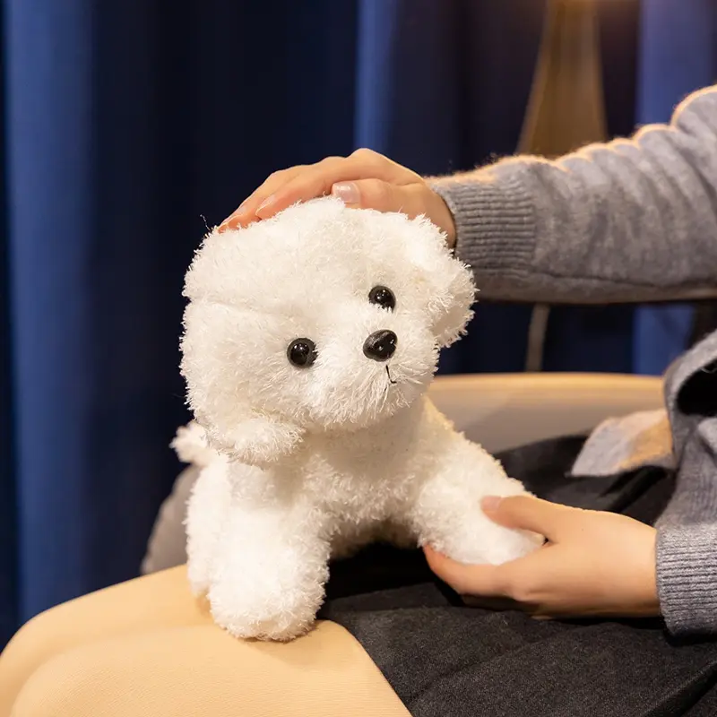 1pc19cm/7.48in curly hair teddy dog simulation doll net red nose ga poodle plush toys companion puppy gift gift white dog doll p