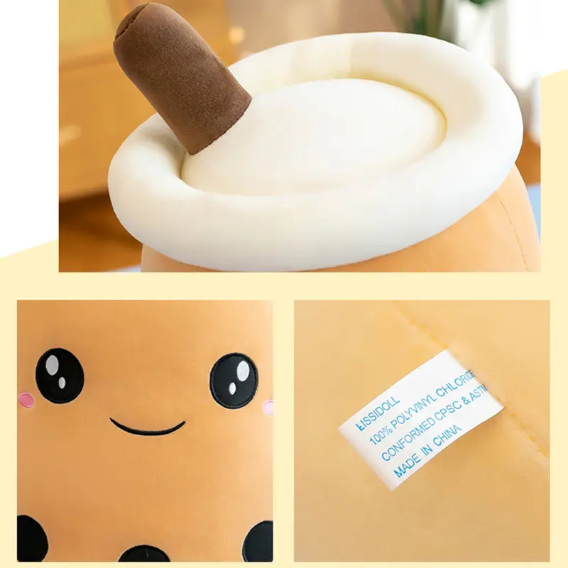 Cute Stuffed Boba Plush Bubble Tea Real-life Bubo Food Milk Cup Plushie Pillow Soft Kawaii Plush Toys Gifts for Kids Adult 24CM