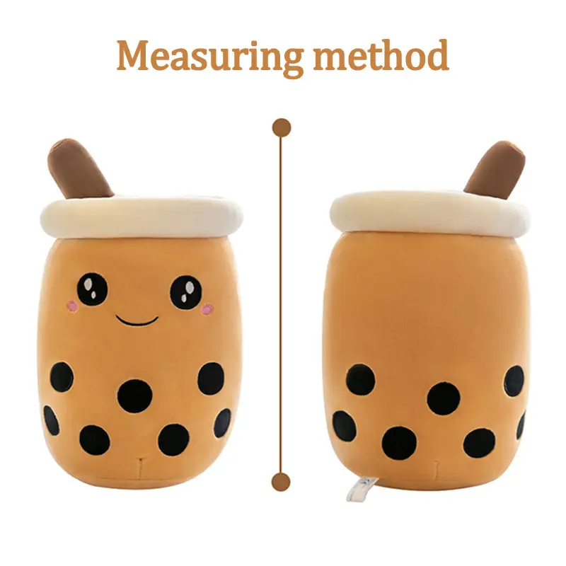 Cute Stuffed Boba Plush Bubble Tea Real-life Bubo Food Milk Cup Plushie Pillow Soft Kawaii Plush Toys Gifts for Kids Adult 24CM
