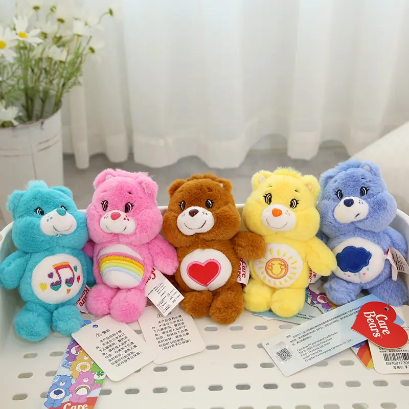 Miniso Care Bear Plush Doll Pendant Plush Toy Girl Handbag Keychain Cartoon Bear Filled Keyring Couple Holiday Gift