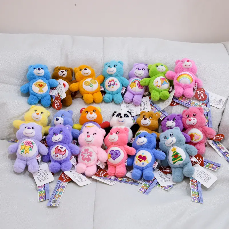 Miniso Care Bear Plush Doll Pendant Plush Toy Girl Handbag Keychain Cartoon Bear Filled Keyring Couple Holiday Gift