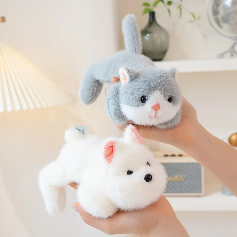 Mini Cute Cartoon Stuffed Animal Little Kitten Fox Crocodile Fluffy Raccoon Plush Toy Desktop Ornaments Learning Accompany Doll