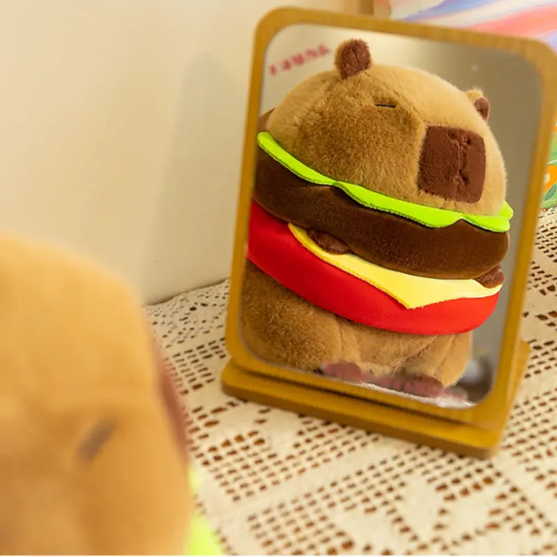 Hot Cute Hamburger Capybara Plush Stuffed Toy Simulation Animal Doll Soft Children's Toy Birthday Gift Kawaii Room Decoration