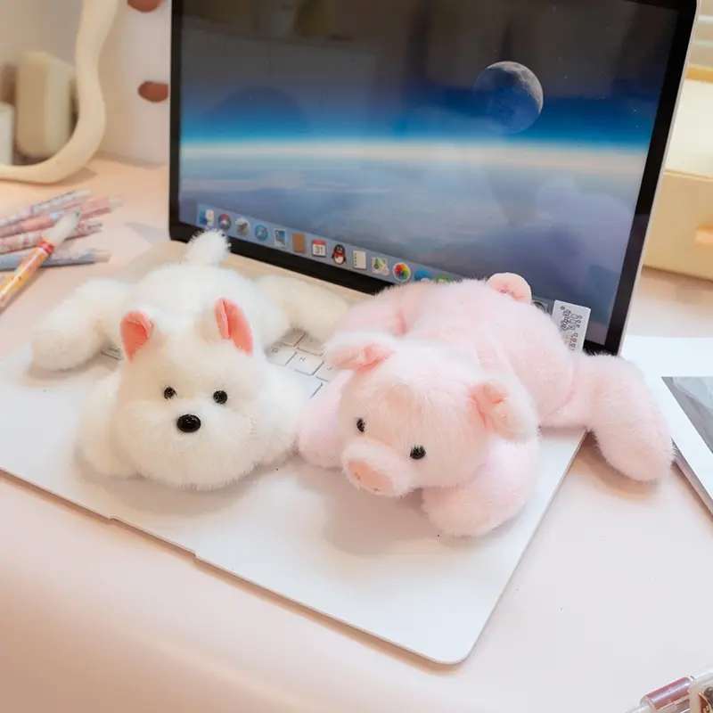 Mini Cute Cartoon Stuffed Animal Little Kitten Fox Crocodile Fluffy Raccoon Plush Toy Desktop Ornaments Learning Accompany Doll