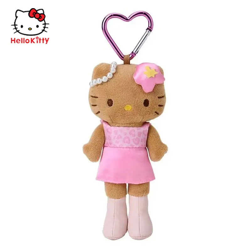 Kawaii Sanrio Long Legs Hello Kitty Leopard Print Cute Keychain Cute Cartoon Doll Toy Backpack Pendant Kids Birthday Gifts Girls