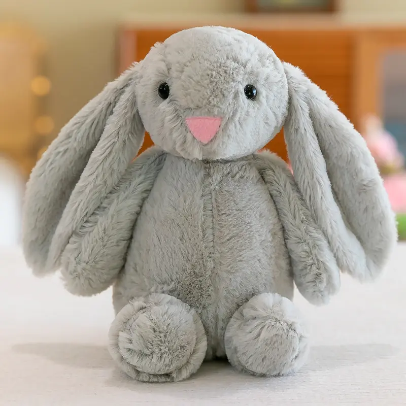 20/30/45cm Kawaii Long Ears Looper Rabbit Plush Doll Pillow Gray White Brown Healing Rabbit Plush Toy For Girls Birthday Gift