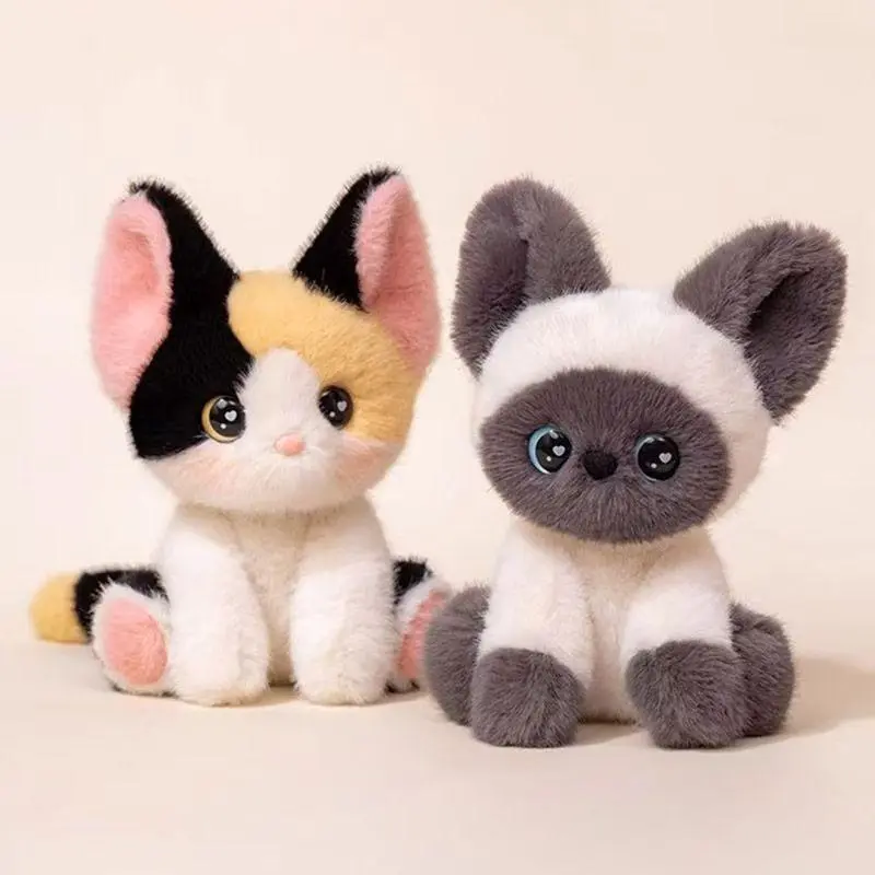 24cm Kawaii Cat Plush Doll Devon Rex Siamese Cat Plush Toy Cute Decoration Accompany Sleep Toy Kids Birthday Gift