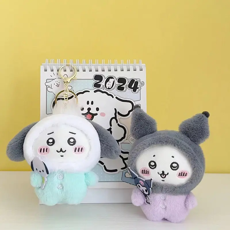 New Sanrio Kuromi Chikawa Plush Dolls Keychain Backpack Pendant Decor Cartoon Cute My Melody Hachiware Stuffed Toys Kawaii Gift