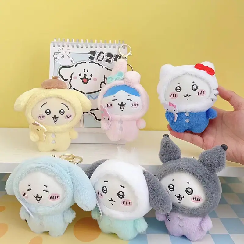 New Sanrio Kuromi Chikawa Plush Dolls Keychain Backpack Pendant Decor Cartoon Cute My Melody Hachiware Stuffed Toys Kawaii Gift