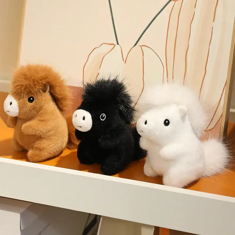 Cute Horse Plush Toys Soft Stuffed Newborn Pony Doll Fluffy Toy Pillow Gifts Funny Game Props Pretty Room Decor