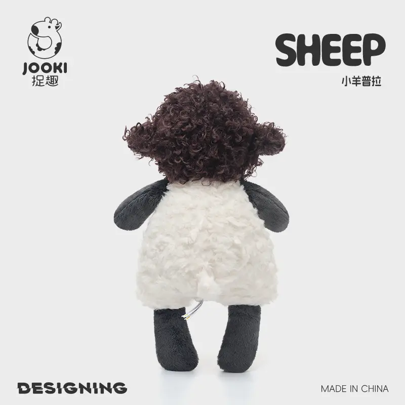 Cute Cartoon Curly Sheep Plush Toy Adorable Black-Faced Lamb Stuffed Animal Ultra Soft Fluffy Wool Plushie Gift Kids Animal Love