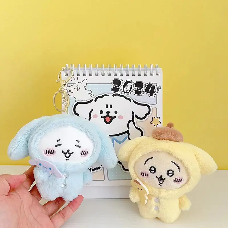 New Sanrio Kuromi Chikawa Plush Dolls Keychain Backpack Pendant Decor Cartoon Cute My Melody Hachiware Stuffed Toys Kawaii Gift