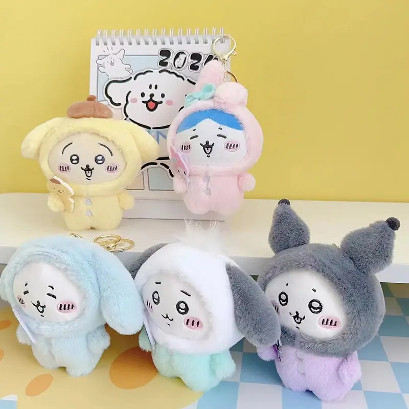 New Sanrio Kuromi Chikawa Plush Dolls Keychain Backpack Pendant Decor Cartoon Cute My Melody Hachiware Stuffed Toys Kawaii Gift