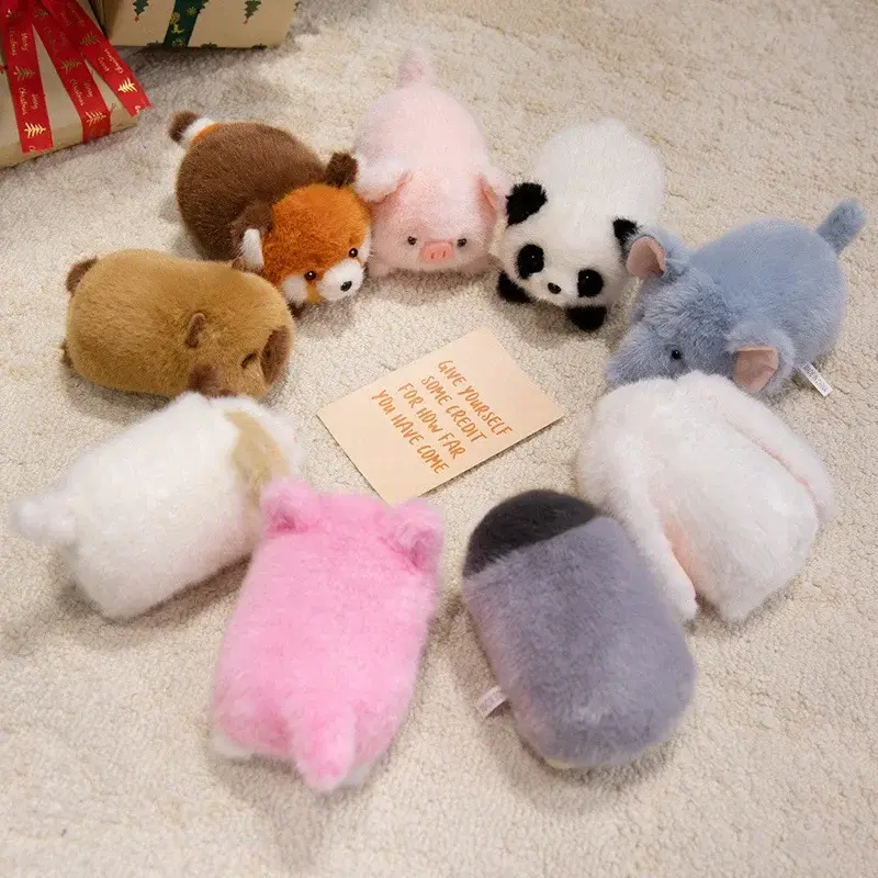 Cute Lying Animals Red Panda Fox Sloth Cat Soft Plush Dolls Stuffed Capybara Pig Plushie Baby Toys Gifts For Children