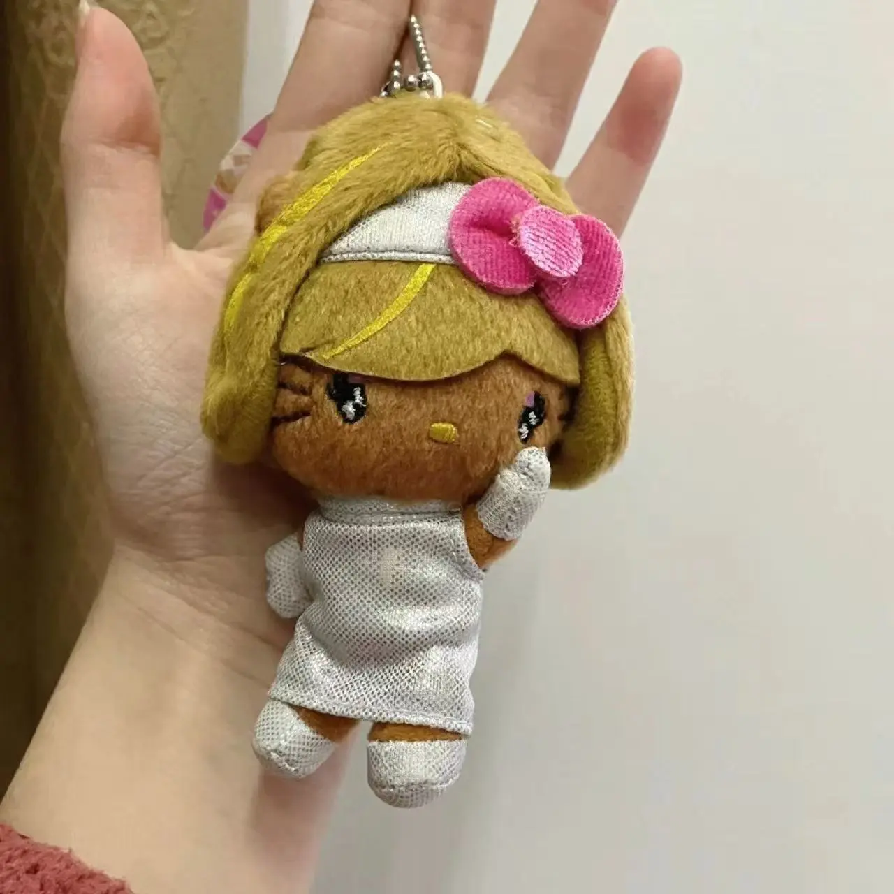 10cm Sanrio Hello Kitty Hawaii Beauty Room Sisters Plush Toys Pendant Keychain Cute Black Skin KT Stuffed Doll Girl Holiday Gift