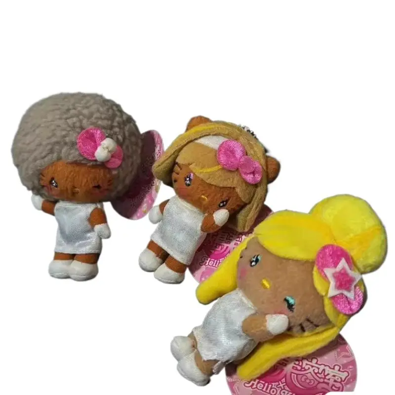 10cm Sanrio Hello Kitty Hawaii Beauty Room Sisters Plush Toys Pendant Keychain Cute Black Skin KT Stuffed Doll Girl Holiday Gift