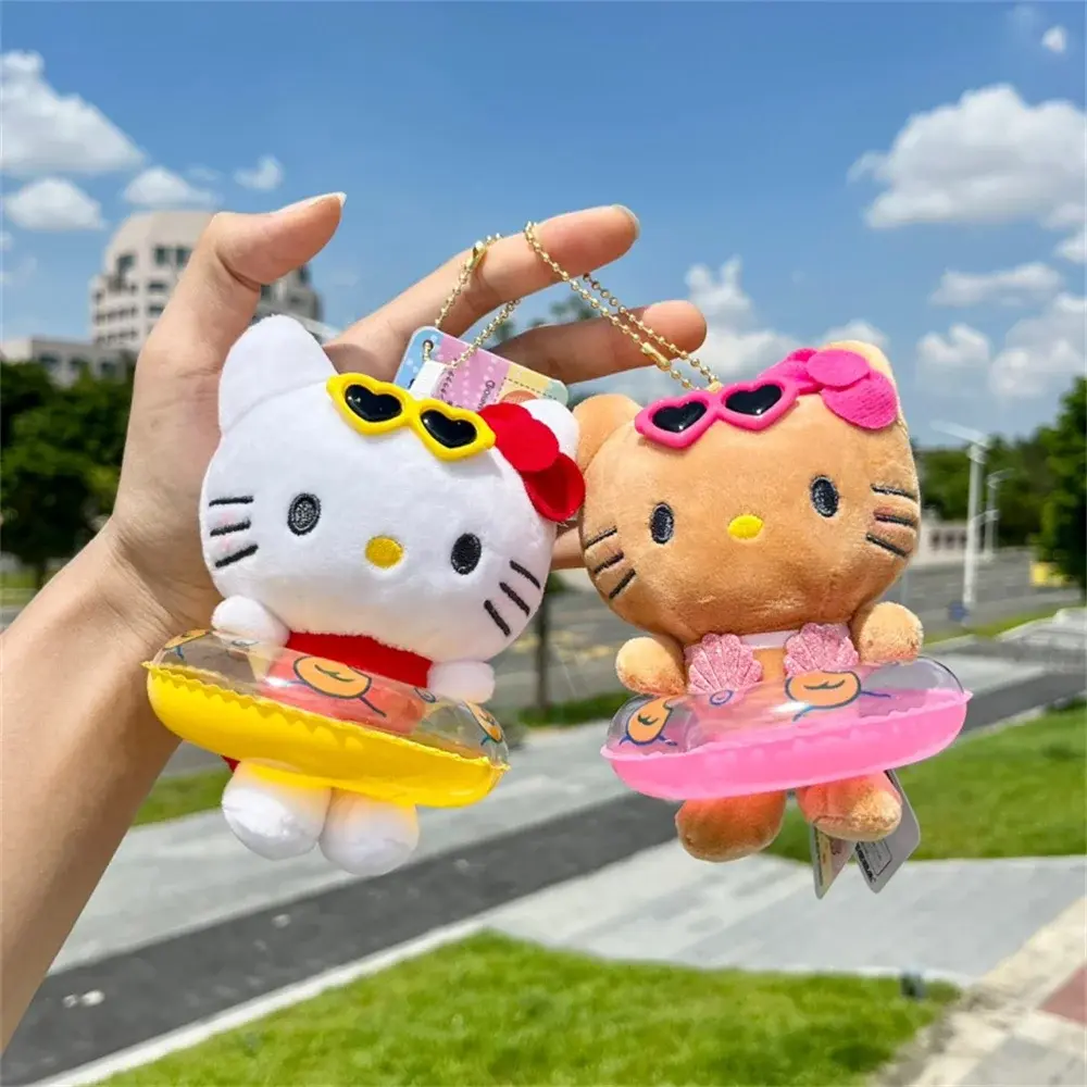 Anime Sanrio Cartoon Keychain Hello Kitty Plush Doll Pendant Key Ring Charms Backpack Car Decor Bag Accessories Girls Gifts Toys