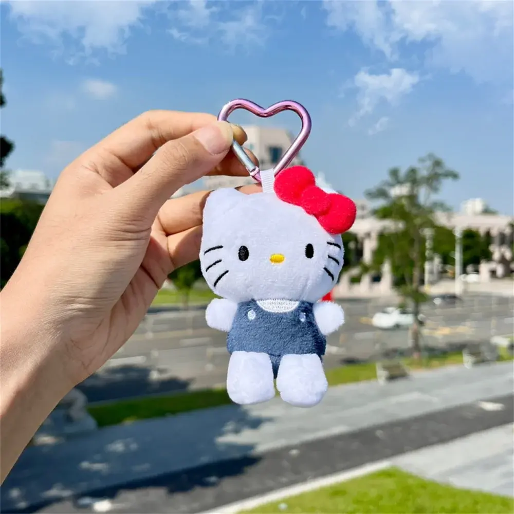 Anime Sanrio Cartoon Keychain Hello Kitty Plush Doll Pendant Key Ring Charms Backpack Car Decor Bag Accessories Girls Gifts Toys