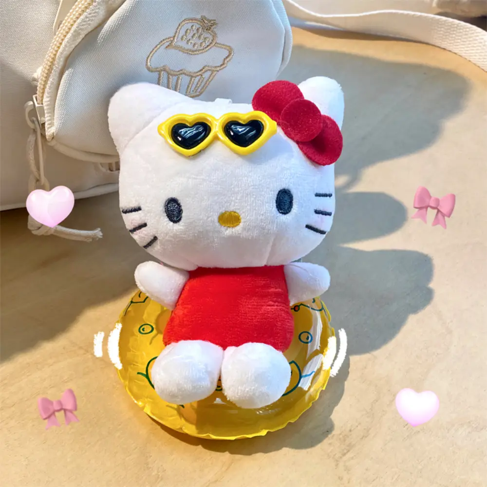 Anime Sanrio Cartoon Keychain Hello Kitty Plush Doll Pendant Key Ring Charms Backpack Car Decor Bag Accessories Girls Gifts Toys
