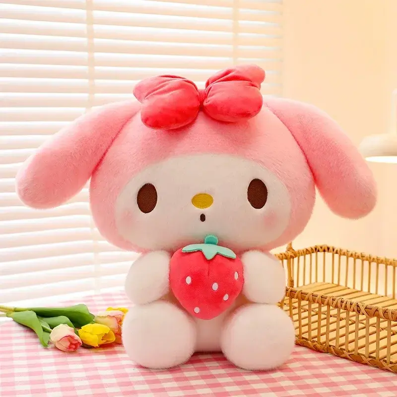 Sanrio My Melody Kuromi Strawberry Series Stuffed Plush CartoonToy Pillow Doll Room Decoration Surprise Girlfriend Birthday Gift